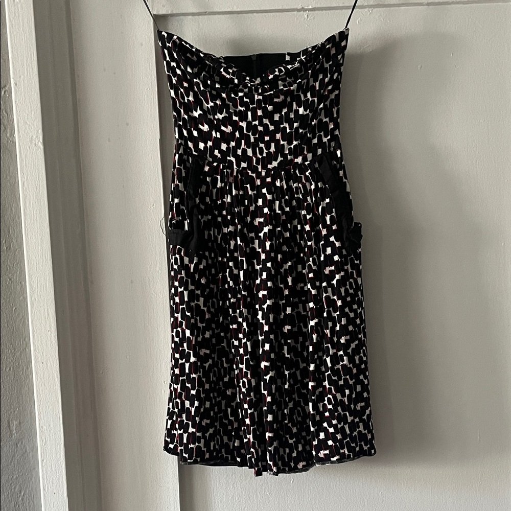 Mango Strapless Black and White Dress